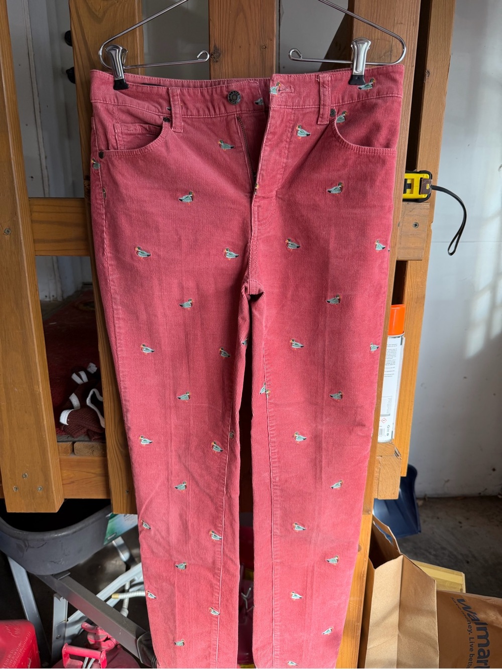 Talbots Dusty Rose Corduroy Pants with Embroidered Bird